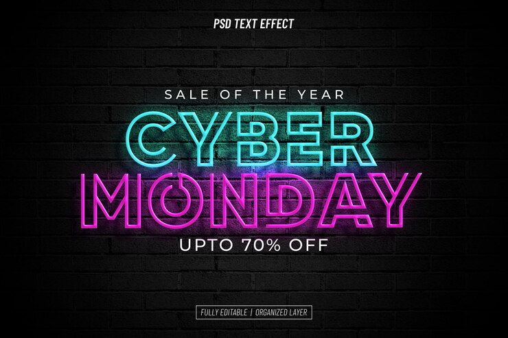 PSD efek teks cyber monday