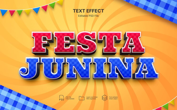 PSD efek teks festa junina