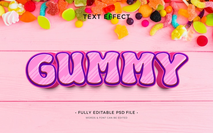 PSD efek teks gummy