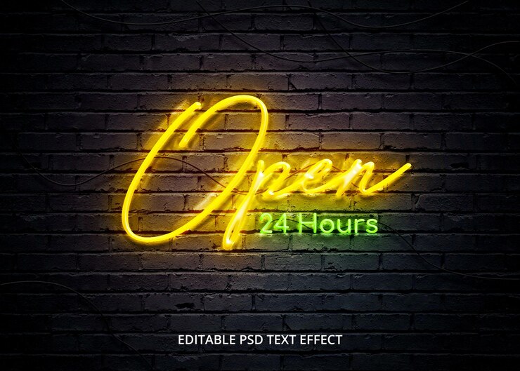 PSD efek teks neon realistis