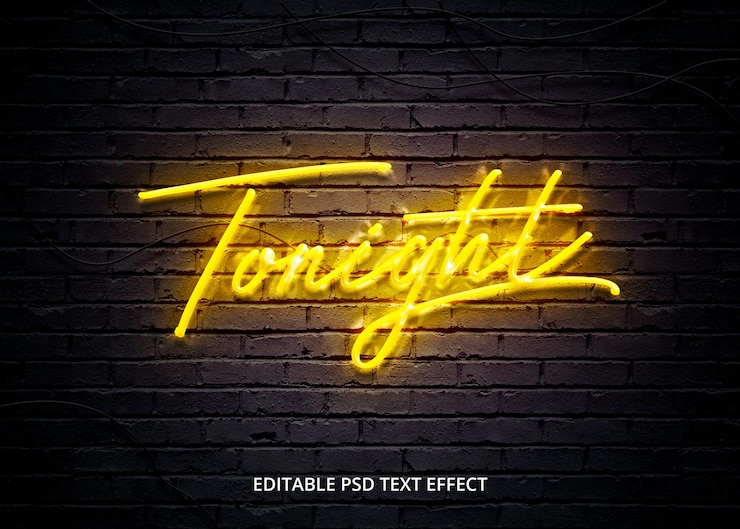 PSD efek teks neon realistis