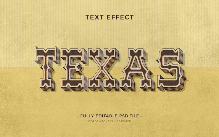 PSD efek teks texas