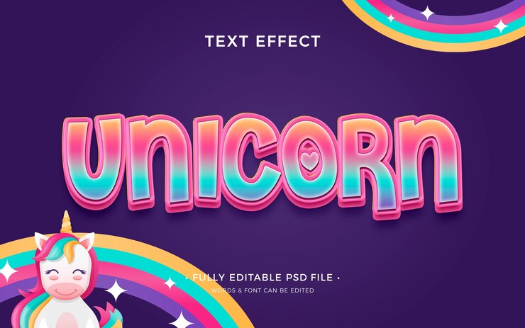 PSD efek teks unicorn