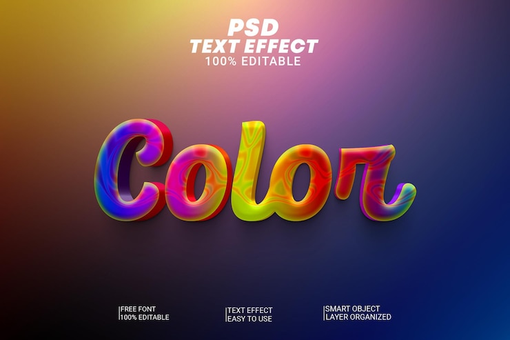 PSD efek teks warna kreatif psd
