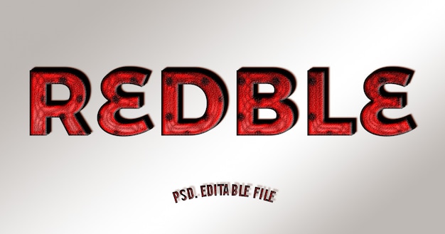 PSD effektart des textes 3d mit rot und schwarzem