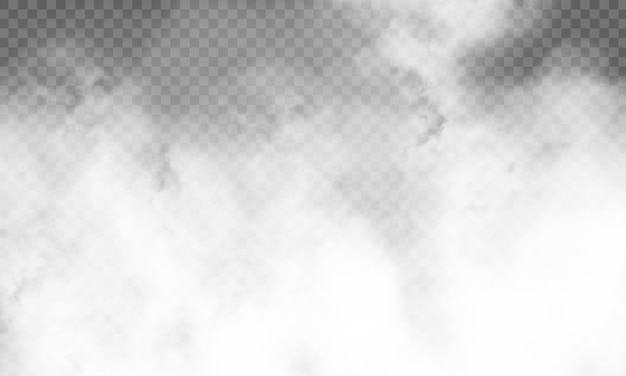 Effet de brouillard blanc réaliste isolé sur fond transparent