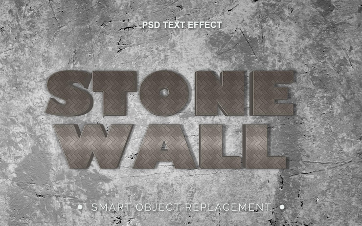 PSD effet concret du texte de pierre réaliste en 3d