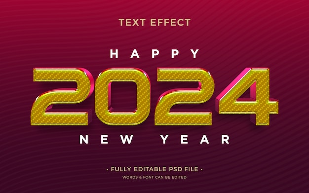 PSD effet du texte de la nouvelle année 2024