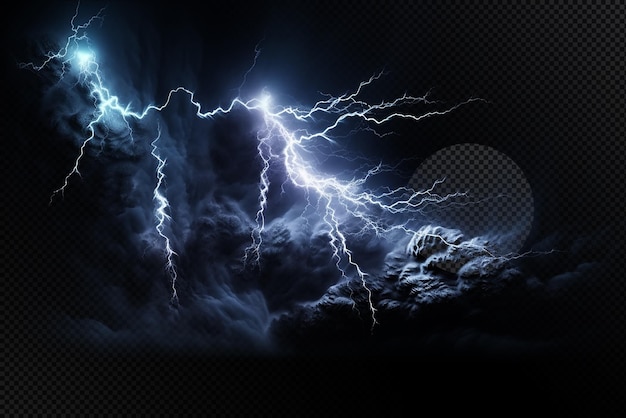 Effet de l'éclairage d'une tempête sur un fond transparent