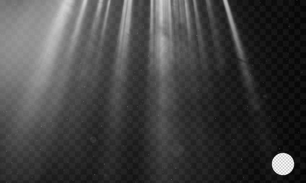 Effet de lumière de traînée lumineuse, projecteur sur fond transparent