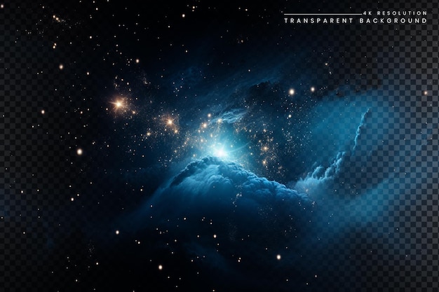 Éffet lumineux de l'étoile spatiale et de l'énergie du feu sur un fond transparent