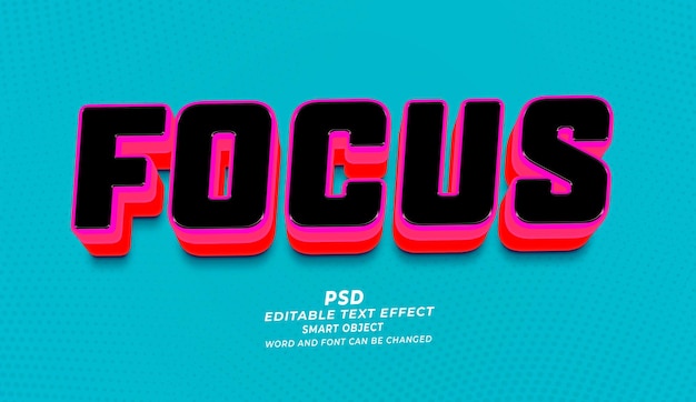 PSD effet de mise au point de texte psd 3d modifiable