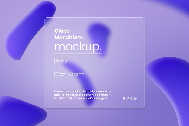 Effet de morphisme de verre maquette PSD avec fond de couleur dégradé d'actif 3d