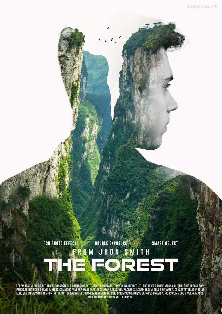 PSD effet photo d'affiche de film à double exposition