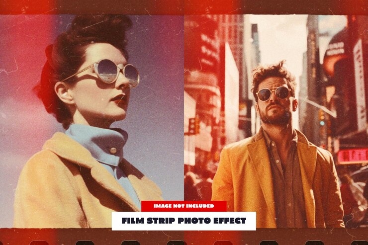 PSD effet photo de bande de film pour affiche