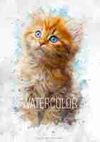 PSD effet photo de chat aquarelle