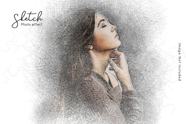 Effet photo croquis au crayon de couleur