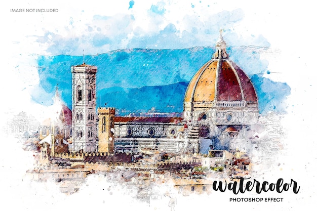 Effet photo de croquis de peinture à l'aquarelle