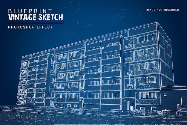 PSD effet de photo de croquis de plan