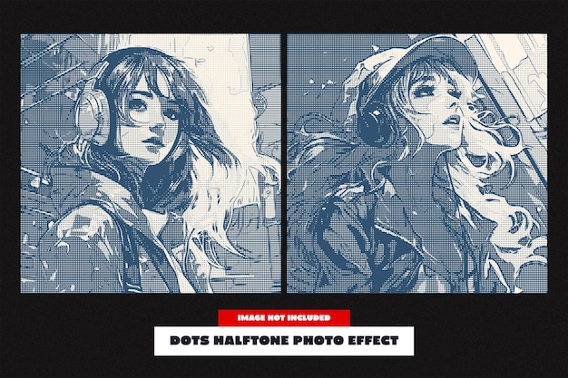 Effet photo à demi-ton de points pour le carré