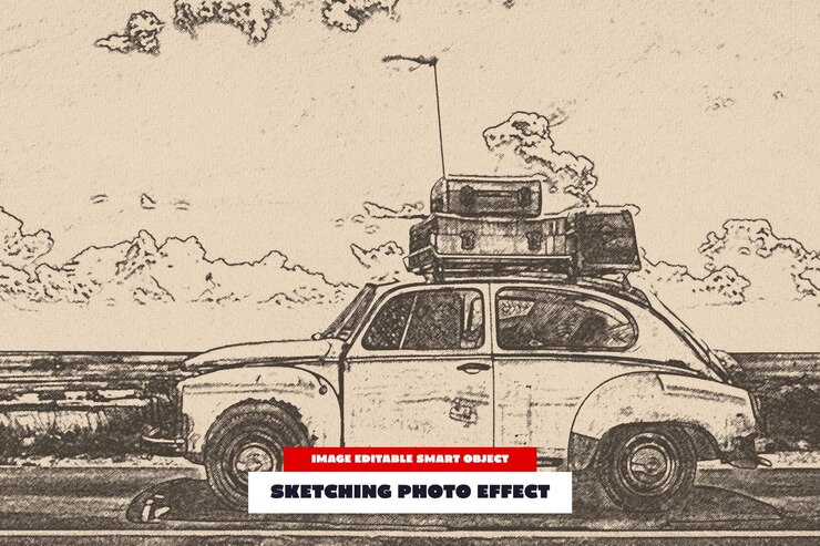 PSD effet photo de dessin