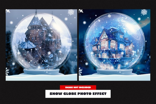 Effet photo de globe de neige pour le carré