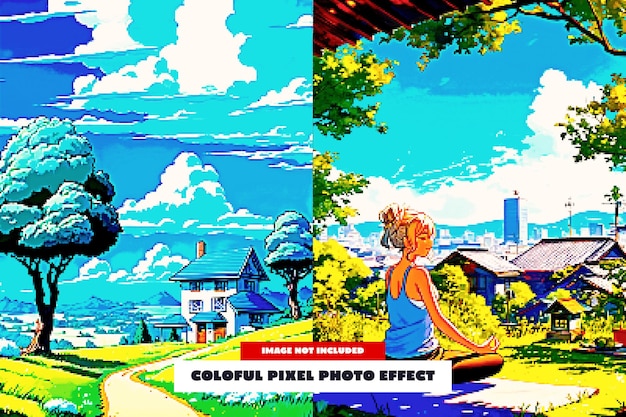 Effet photo à pixels colorés pour affiche