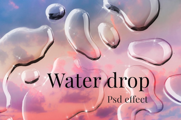 Effet psd de texture de goutte d'eau, ajout de superposition facile