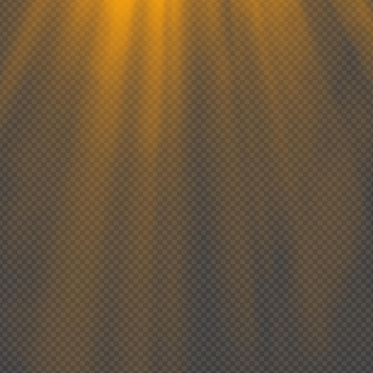 PSD effet réaliste de rayons lumineux jaunes isolé sur fond transparent effet réaliste de la lumière du soleil