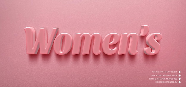 PSD effet de style 3d de texte féminin