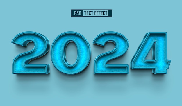 Effet de style de texte 3D bleu 2024