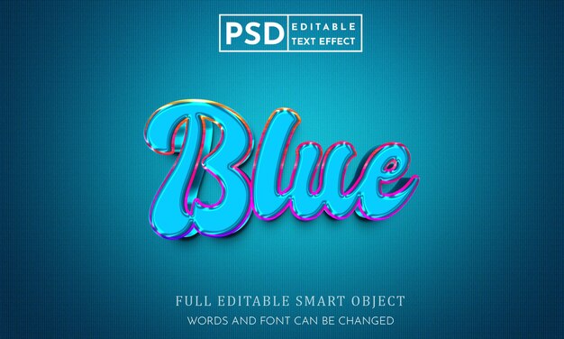 Effet De Style De Texte 3d Bleu Psd Avec Fond Premium