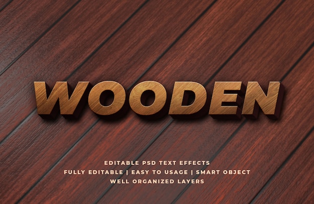 PSD effet de style de texte 3d en bois