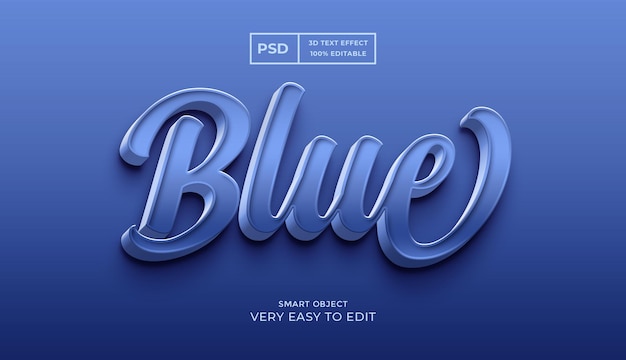 Effet de style de texte 3d de couleur bleue