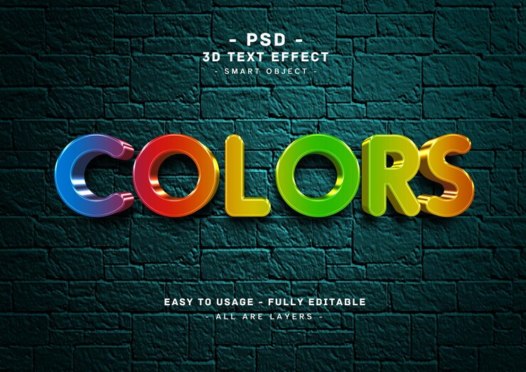 PSD effet de style de texte 3d couleurs