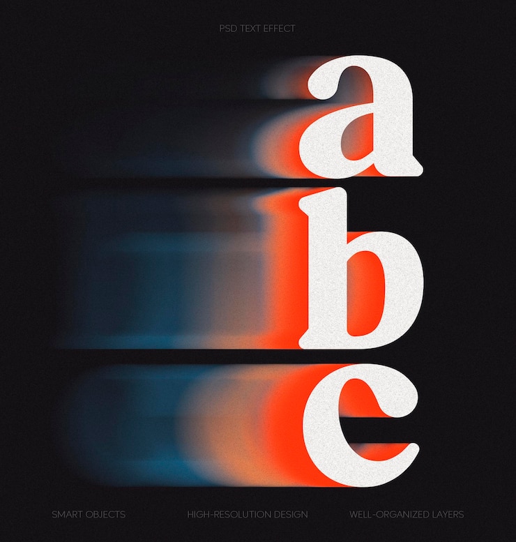PSD effet de style de texte 3d dégradé de feu échelle de couleurs déplacement nocturne rapide conceptuel