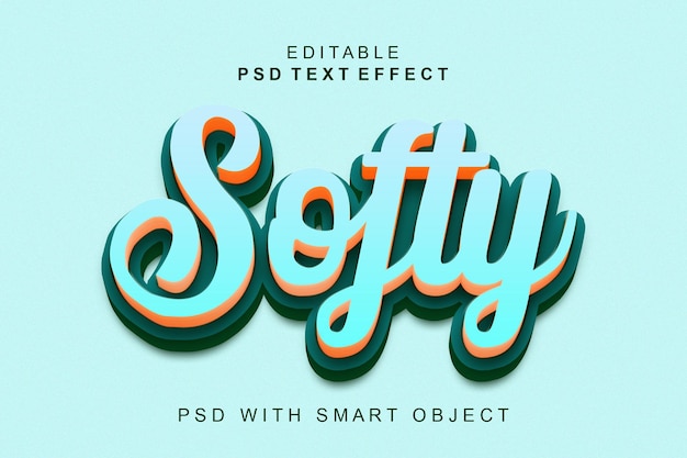 PSD effet de style de texte 3d doux