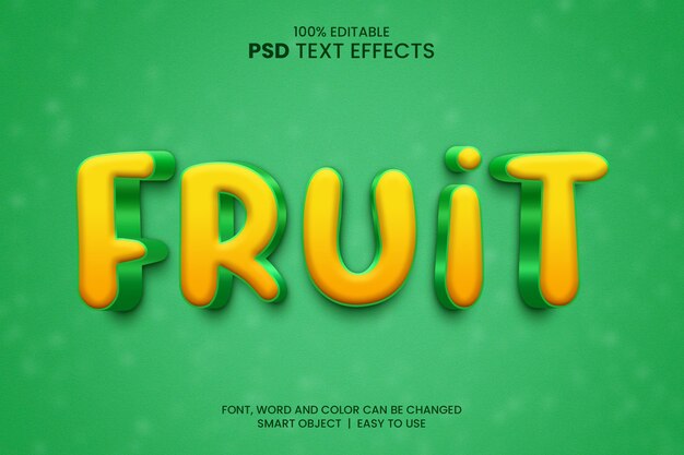 PSD effet de style de texte 3d de fruits d'été