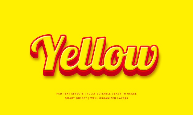 Effet de style de texte 3d jaune