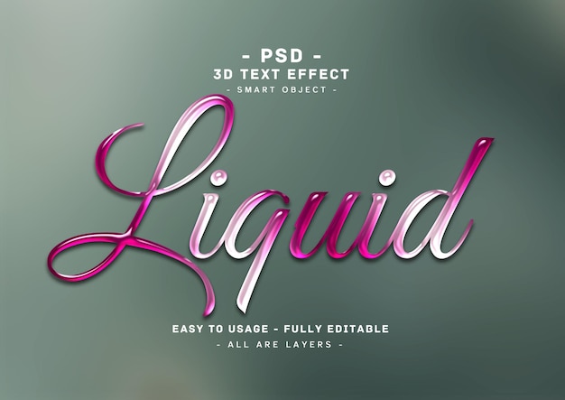 PSD effet de style de texte 3d liquide