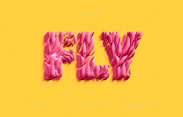 PSD effet de style de texte 3d look organique sur la conception avec des textures naturelles magenta