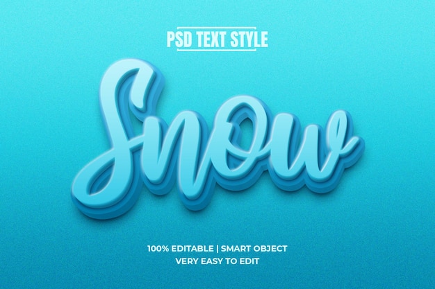 PSD effet de style de texte 3d modifiable bleu neige