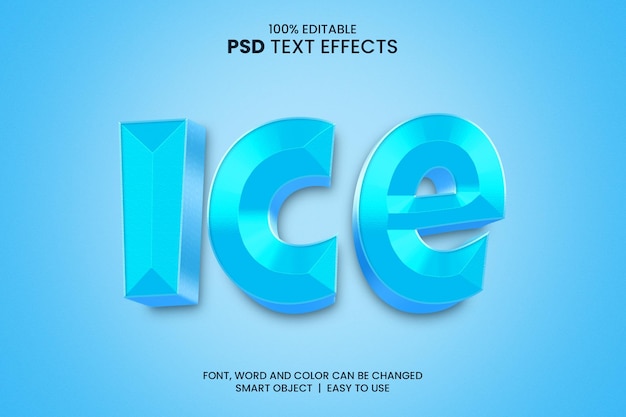 Effet De Style De Texte 3d Modifiable De Glace