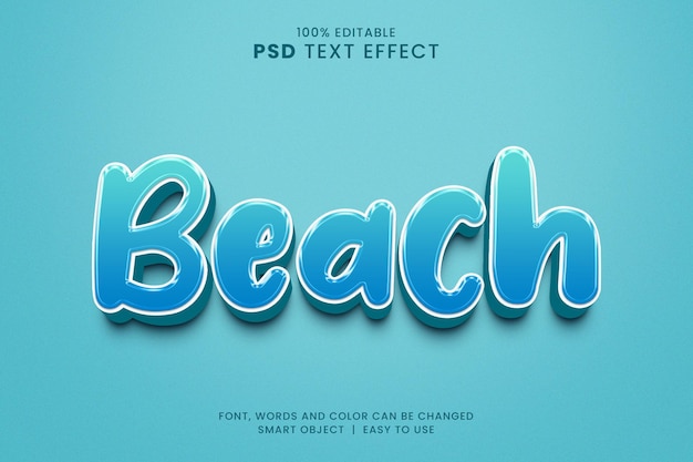 PSD effet de style de texte 3d modifiable de plage