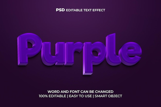 Effet de style de texte 3d modifiable violet