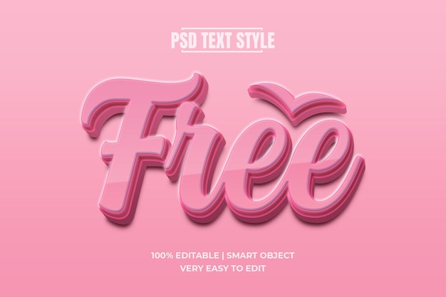 PSD effet de style de texte 3d modifiable women freedom pink