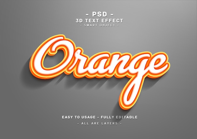 PSD effet de style de texte 3d orange