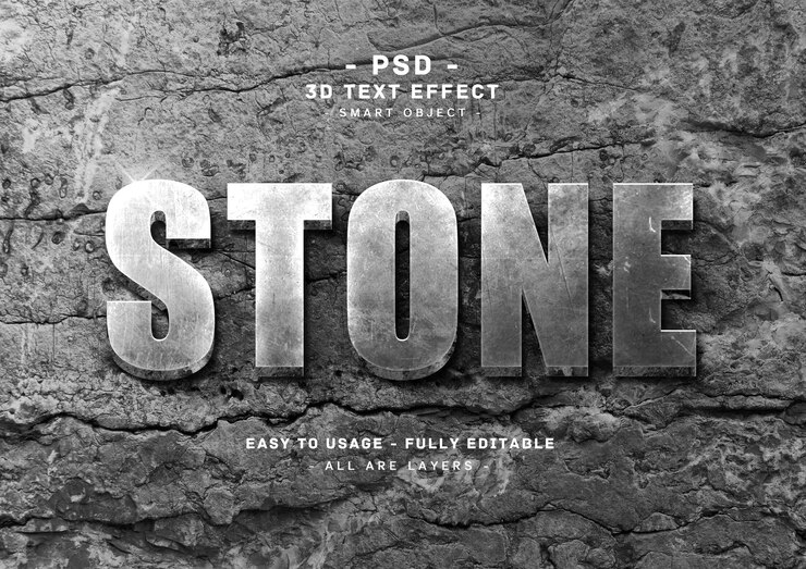 PSD effet de style de texte 3d pierre
