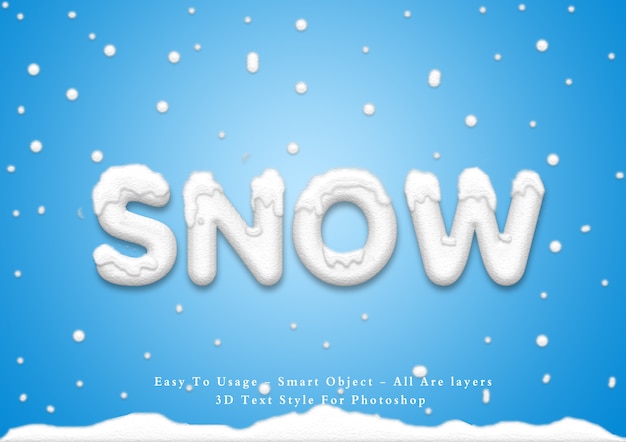 PSD effet de style de texte 3d snow