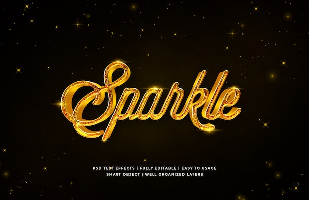 Effet de style de texte 3D Sparkle